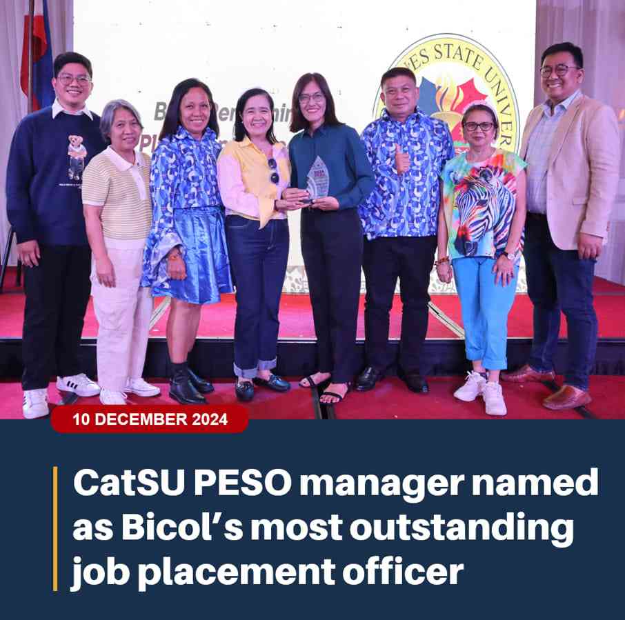 CatSU PESO Manager names as Bicol’s most outstanding job placement officer